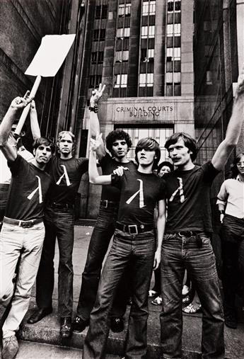 (GAY ACTIVISTS ALLIANCE) A group of 7 photographs of the Rockefeller 5 and GAA protestors.